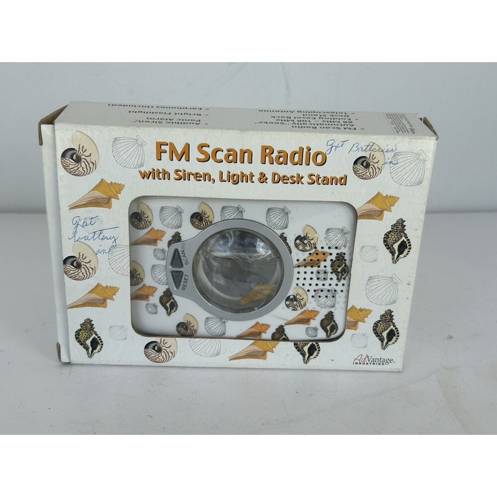NOS Advantage AD-1023 FM Auto Scan Float Radio Siren Flashlight Seashell Box